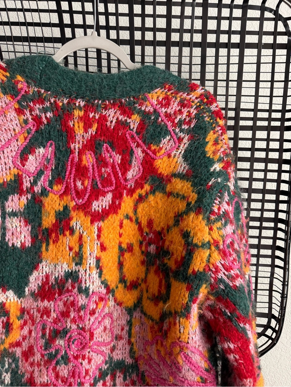 Free People Multicolor Floral Knit Cardigan in Green, Pink & Orange - Picture 7 of 8